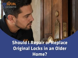 Original Lock Repair or Replacement for an Older Home - My Local Locksmith - My Local Locksmith Should I Repair or Replace Original Locks in an Older Home? A locksmith inspects vintage hardware
