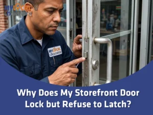 Storefront Door Locks but Refuses to Latch - My Local Locksmith - My Local Locksmith Why does my storefront door lock but refuse to latch during an Arlington business inspection